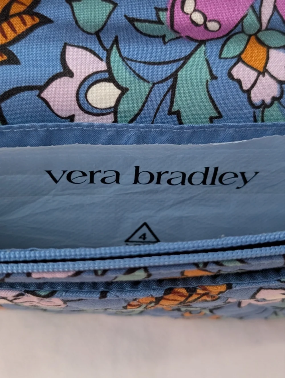 Vera Bradley Wild Prairie Floral Blue Quilted Fabric Crossbody Wallet Bag - Picture 4 of 14